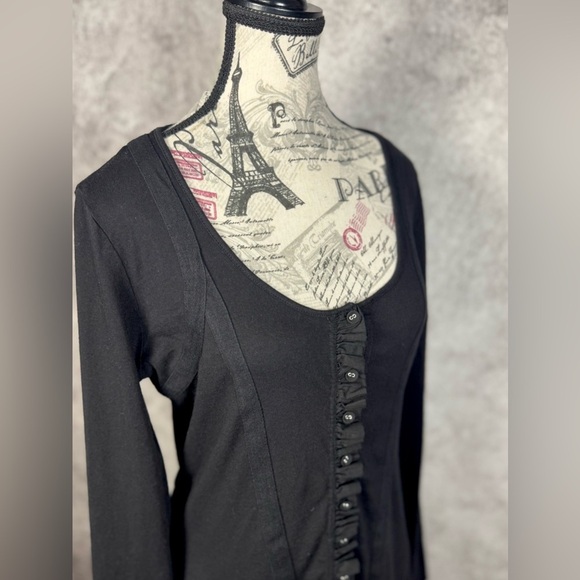 Silver Jeans Co. Black Buttoned Fitted Long Sleeve Blouse size large - Picture 6 of 8